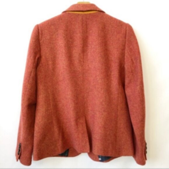 Talbots Shetland Herringbone Wool Blend Blazer Jacket Rust Brown 12P Classic - Picture 5 of 5